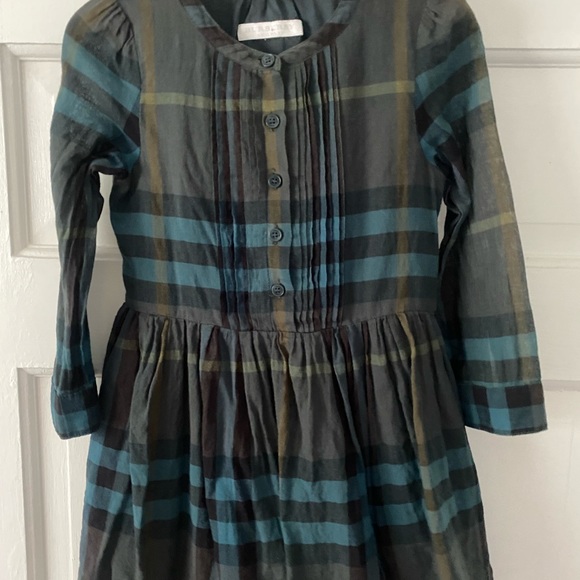 burberry green plaid dress Burberry - Girls Trendy Green Checked Poplin Dress